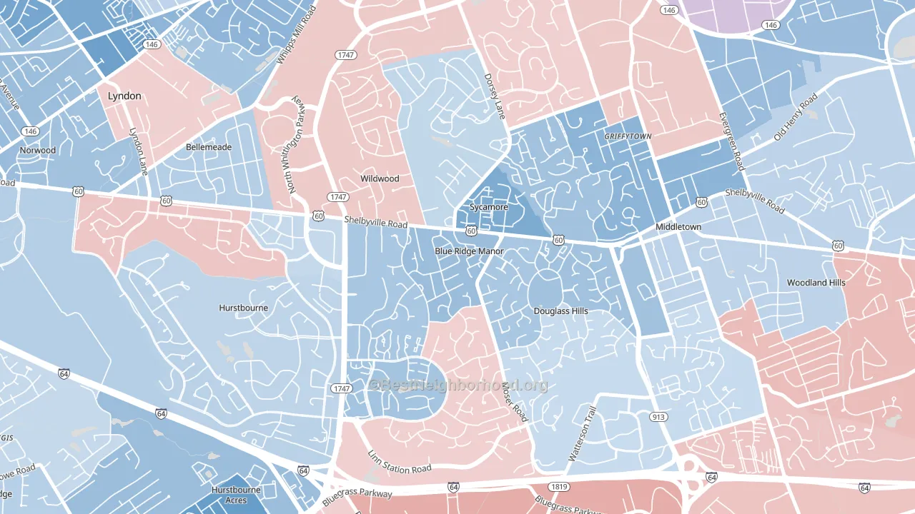 Blue Ridge Manor, KY block-group political-lean map