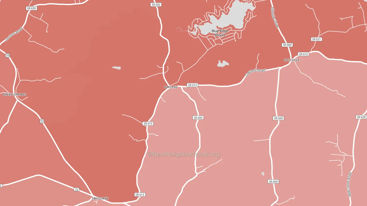 Blue Ridge Shores, VA block-group political-lean map