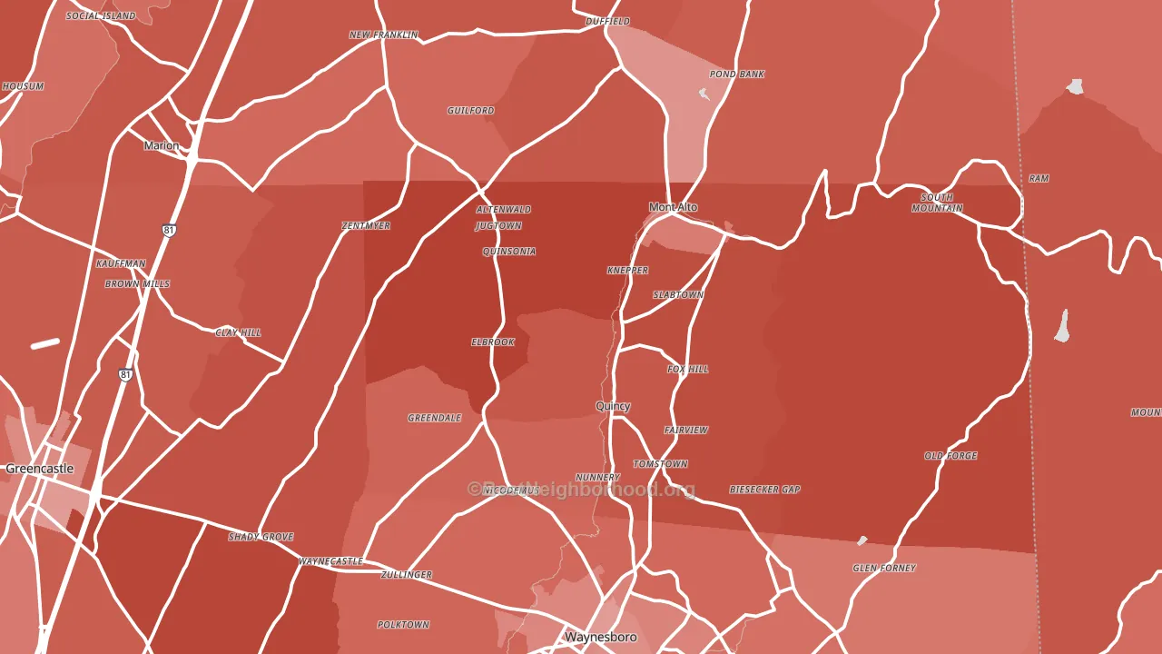 Blue Ridge Summit, PA block-group political-lean map