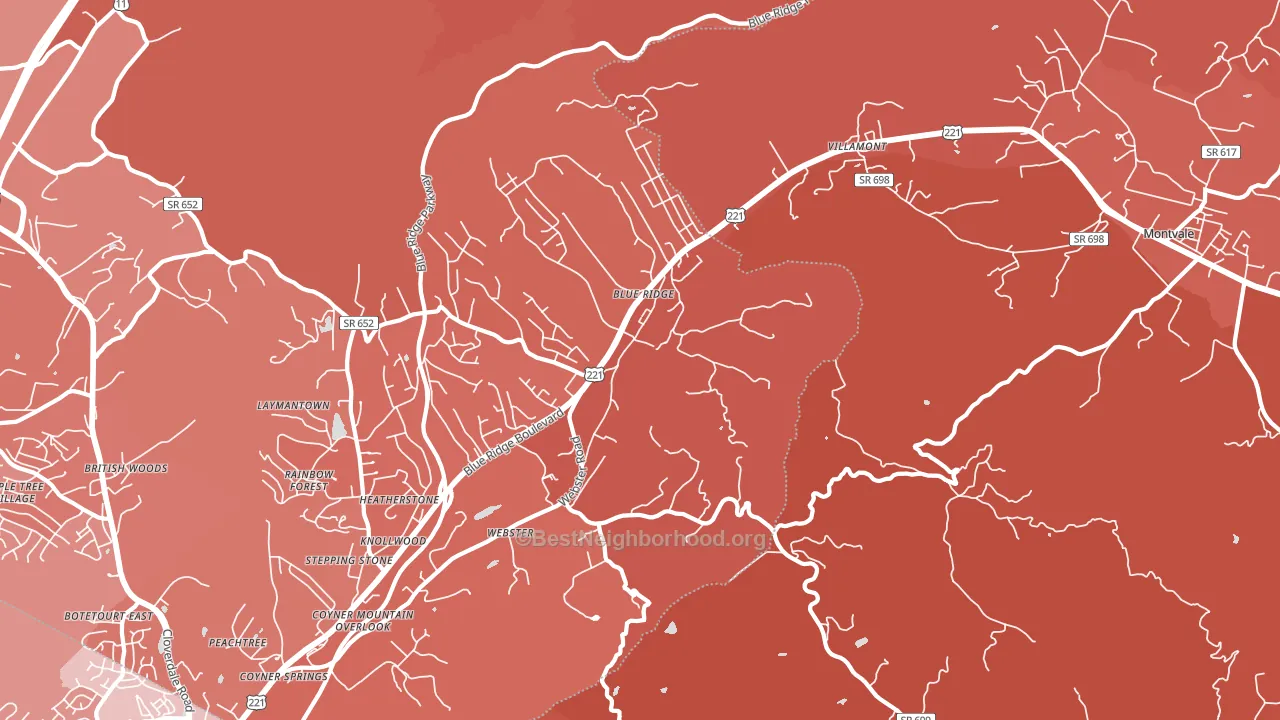 Blue Ridge, VA block-group political-lean map