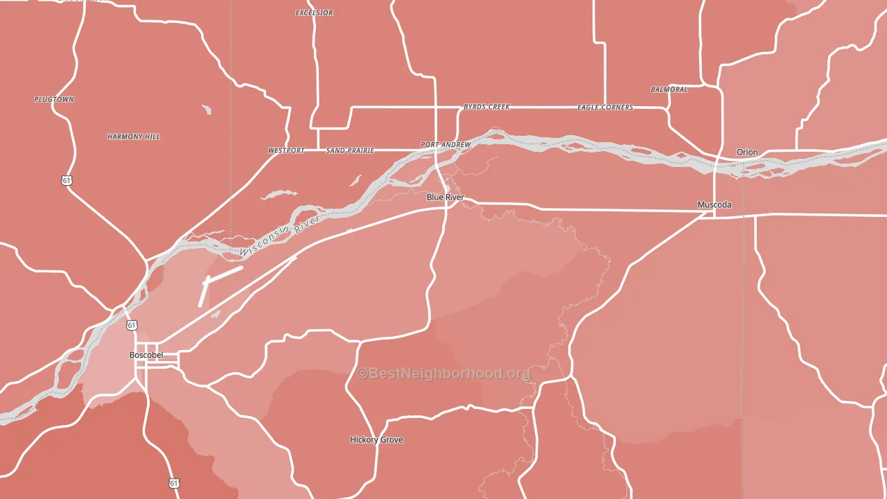 Blue River, WI block-group political-lean map