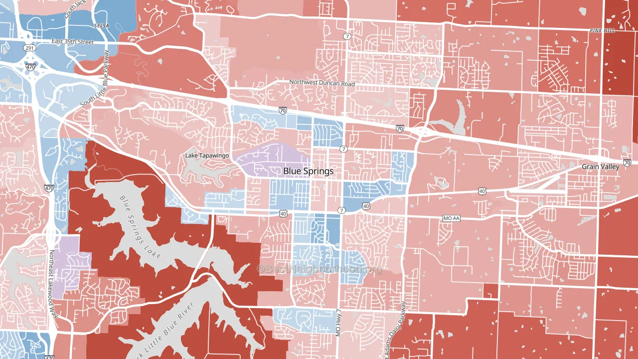 Blue Springs, MO block-group political-lean map