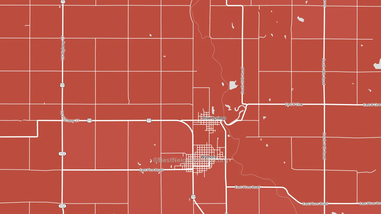 Blue Springs, NE block-group political-lean map