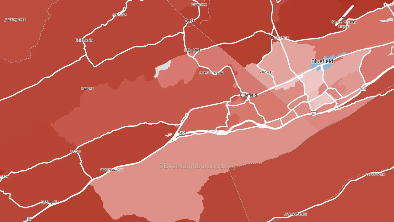 Bluefield, VA block-group political-lean map