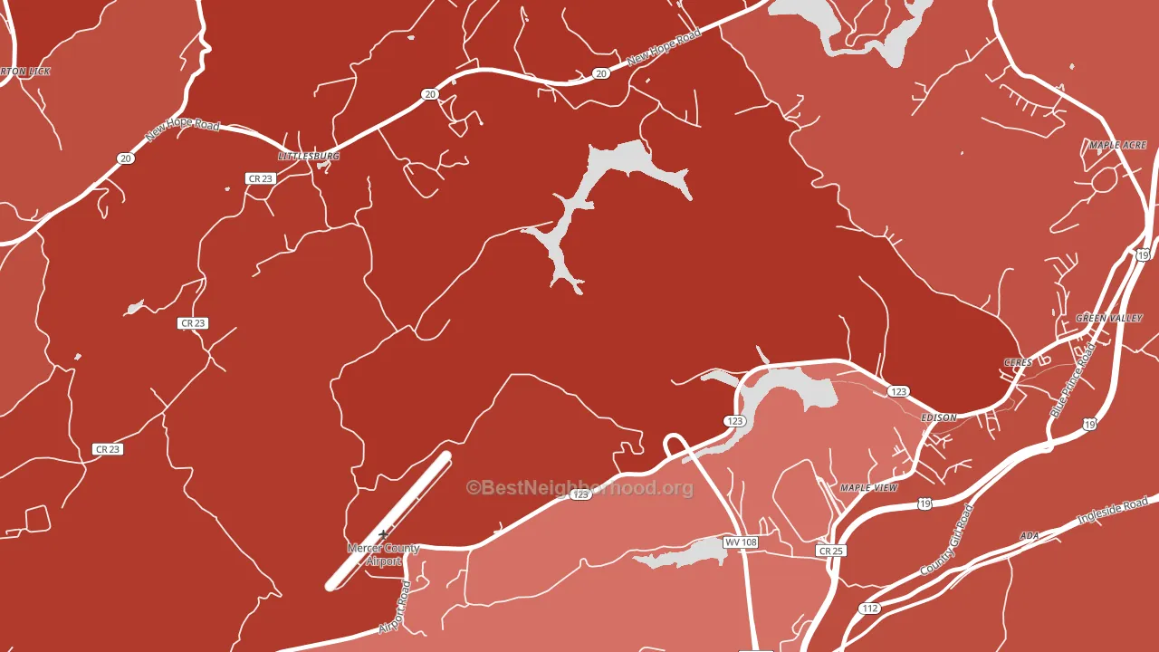 Bluestone, WV block-group political-lean map