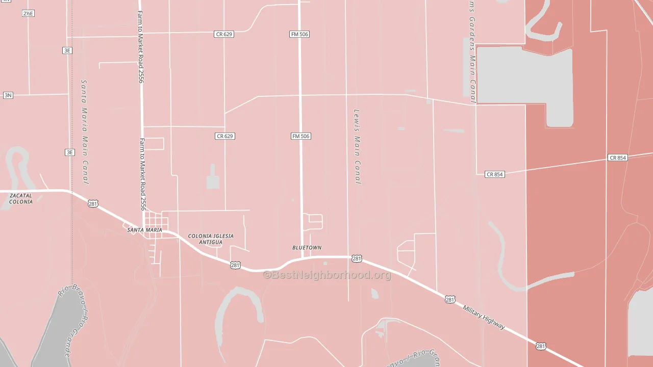 Bluetown, TX block-group political-lean map