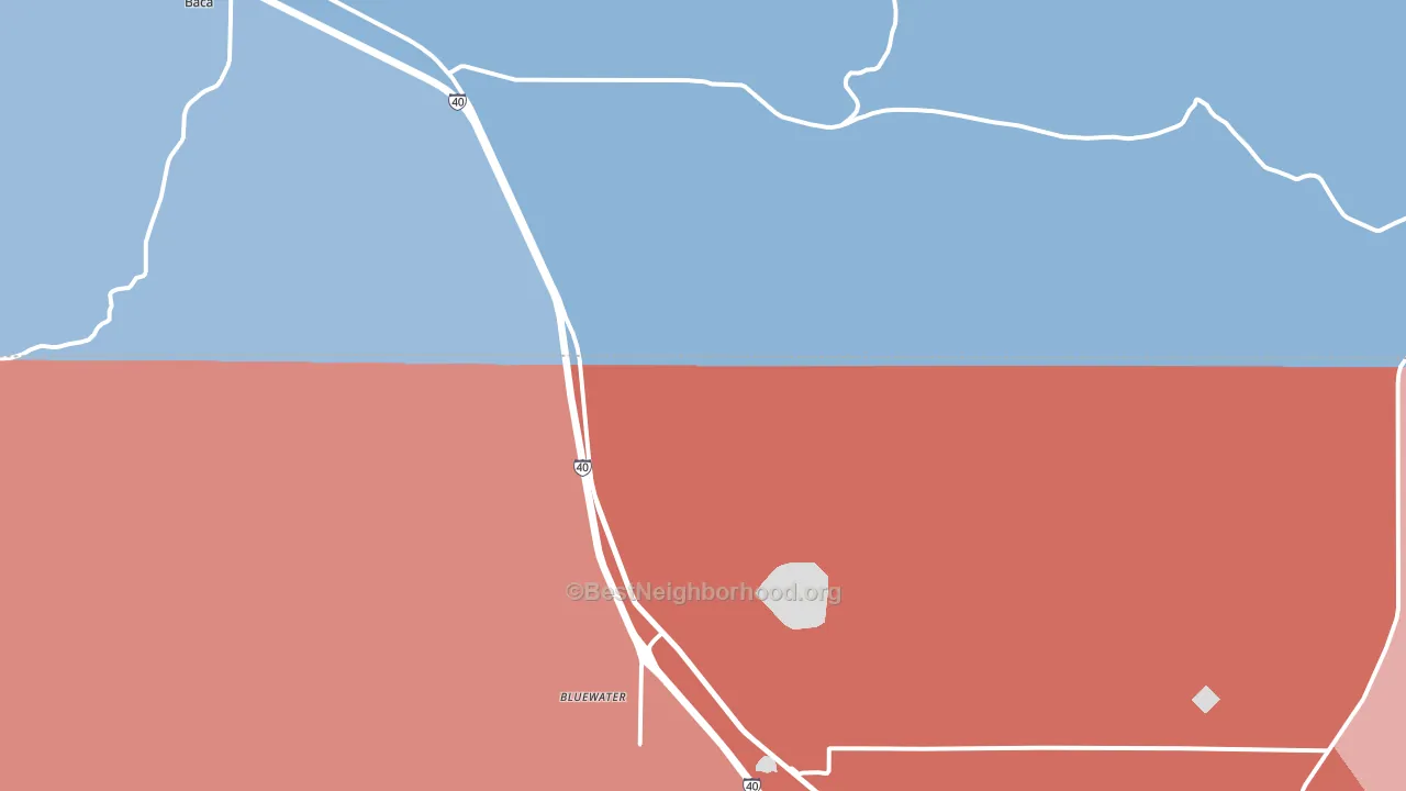 Bluewater, NM block-group political-lean map