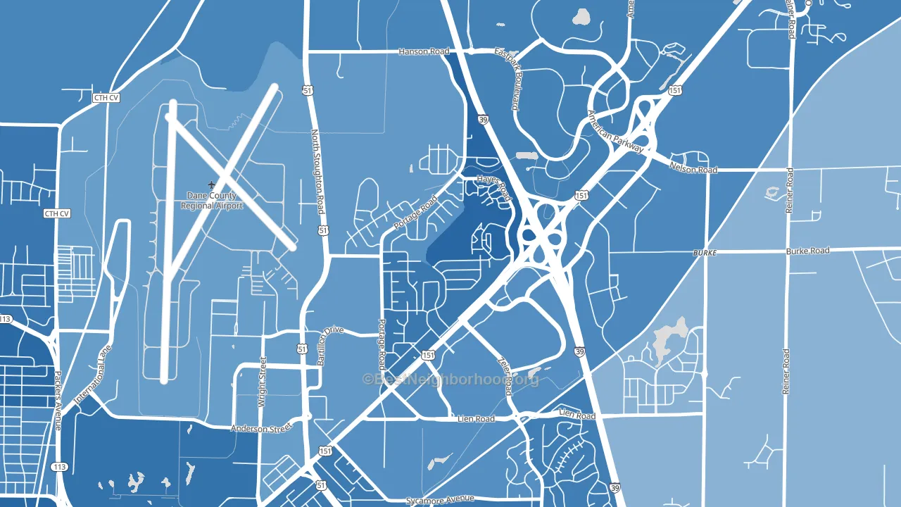 Bluff Acres, Madison, WI block-group political-lean map