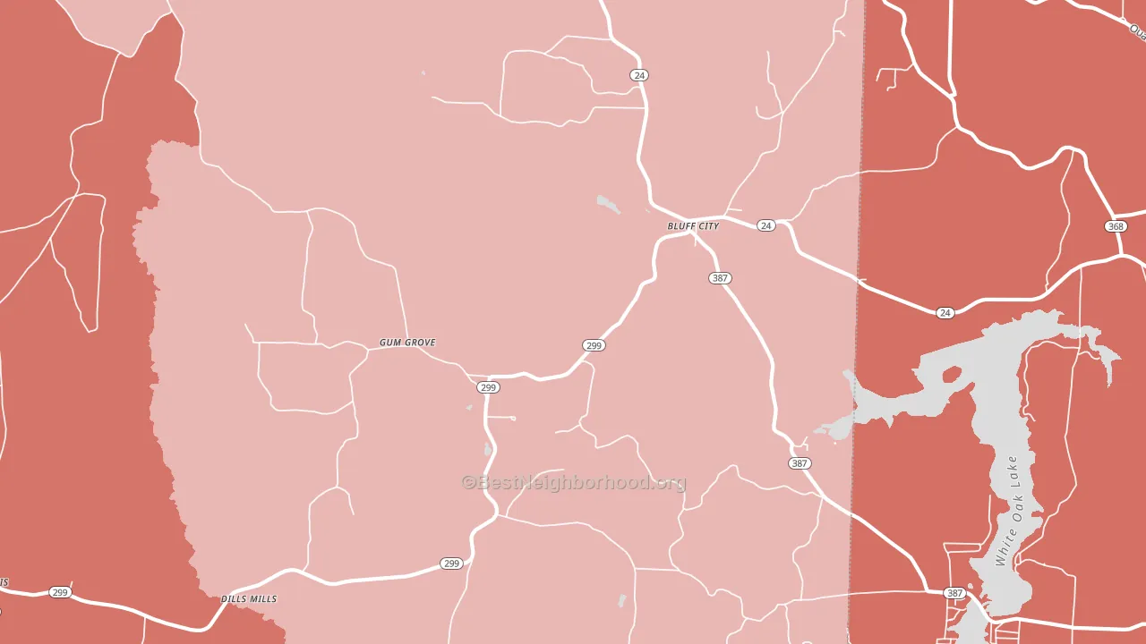 Bluff City, AR block-group political-lean map