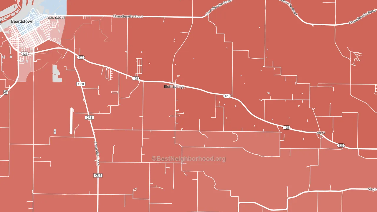 Bluff Springs, IL block-group political-lean map
