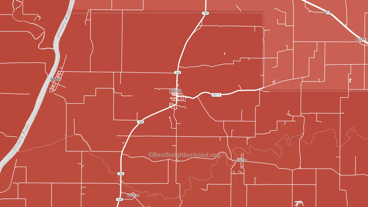 Bluffs, IL block-group political-lean map