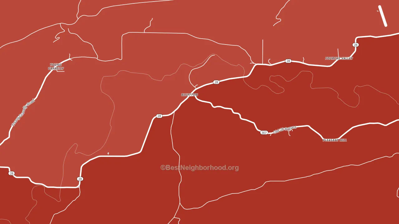 Bluffton, AR block-group political-lean map