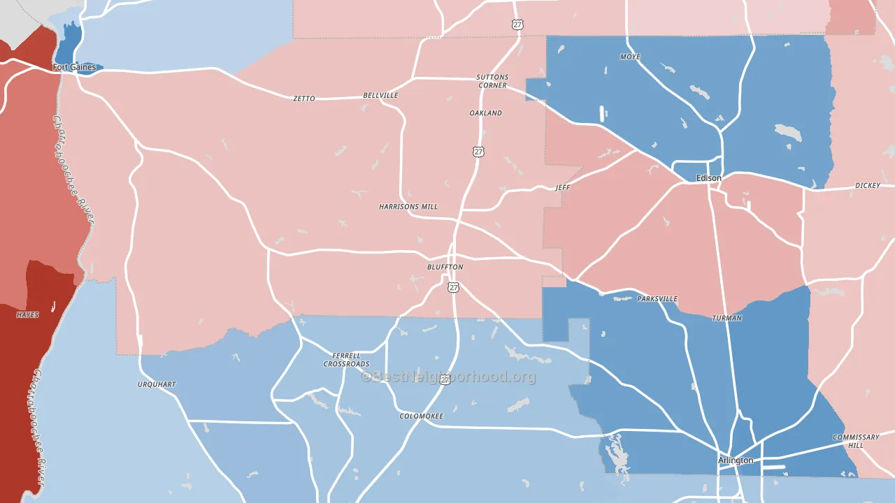 Bluffton, GA block-group political-lean map