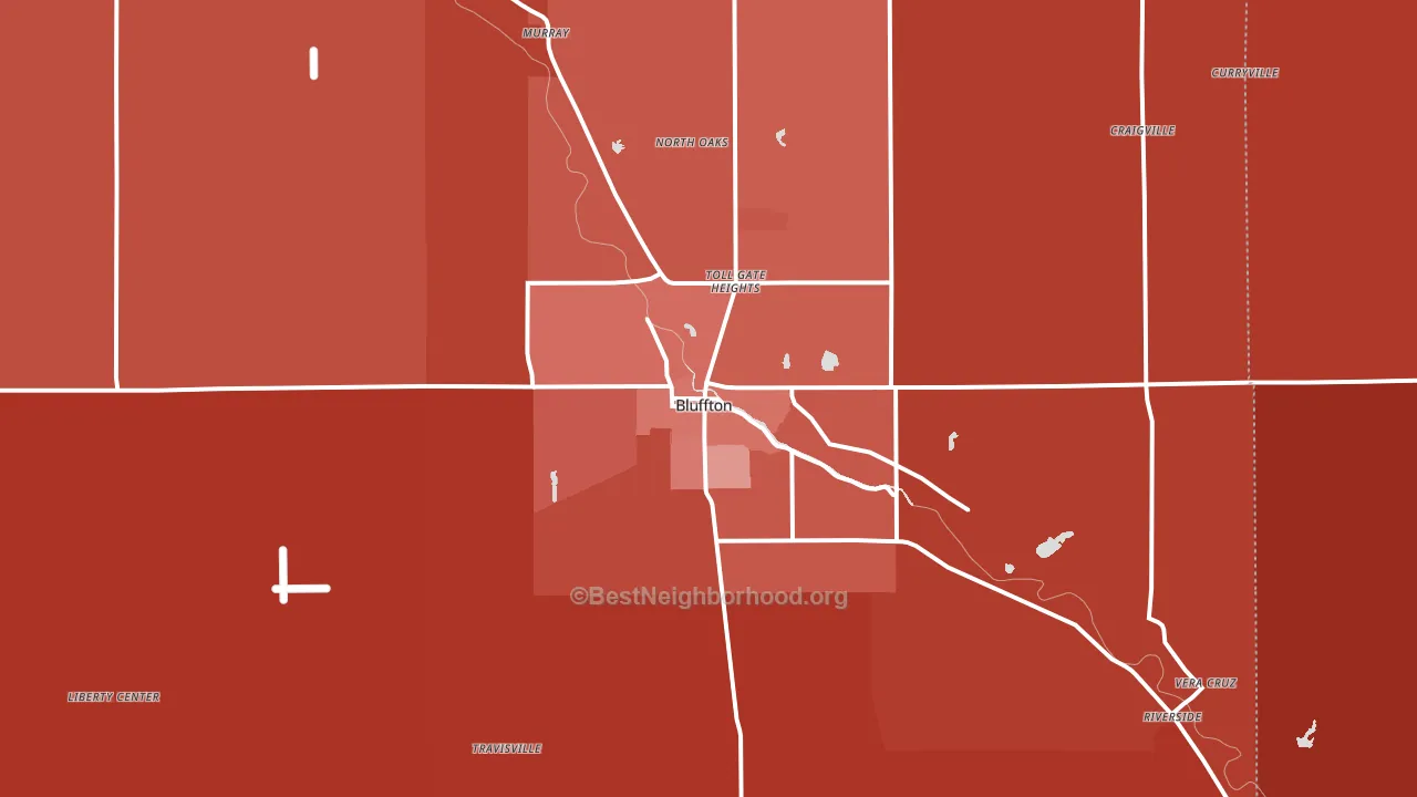 Bluffton, IN block-group political-lean map
