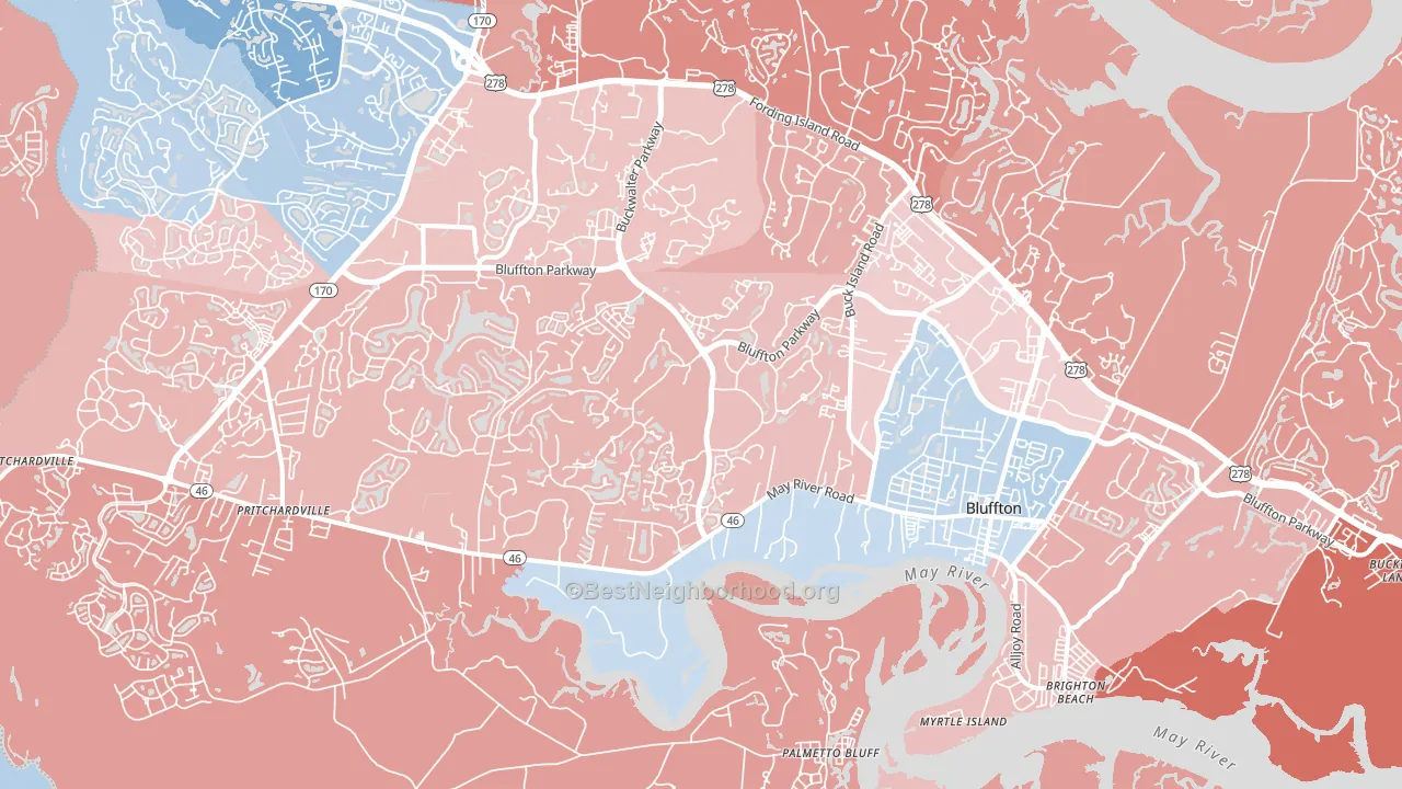 Bluffton, SC block-group political-lean map