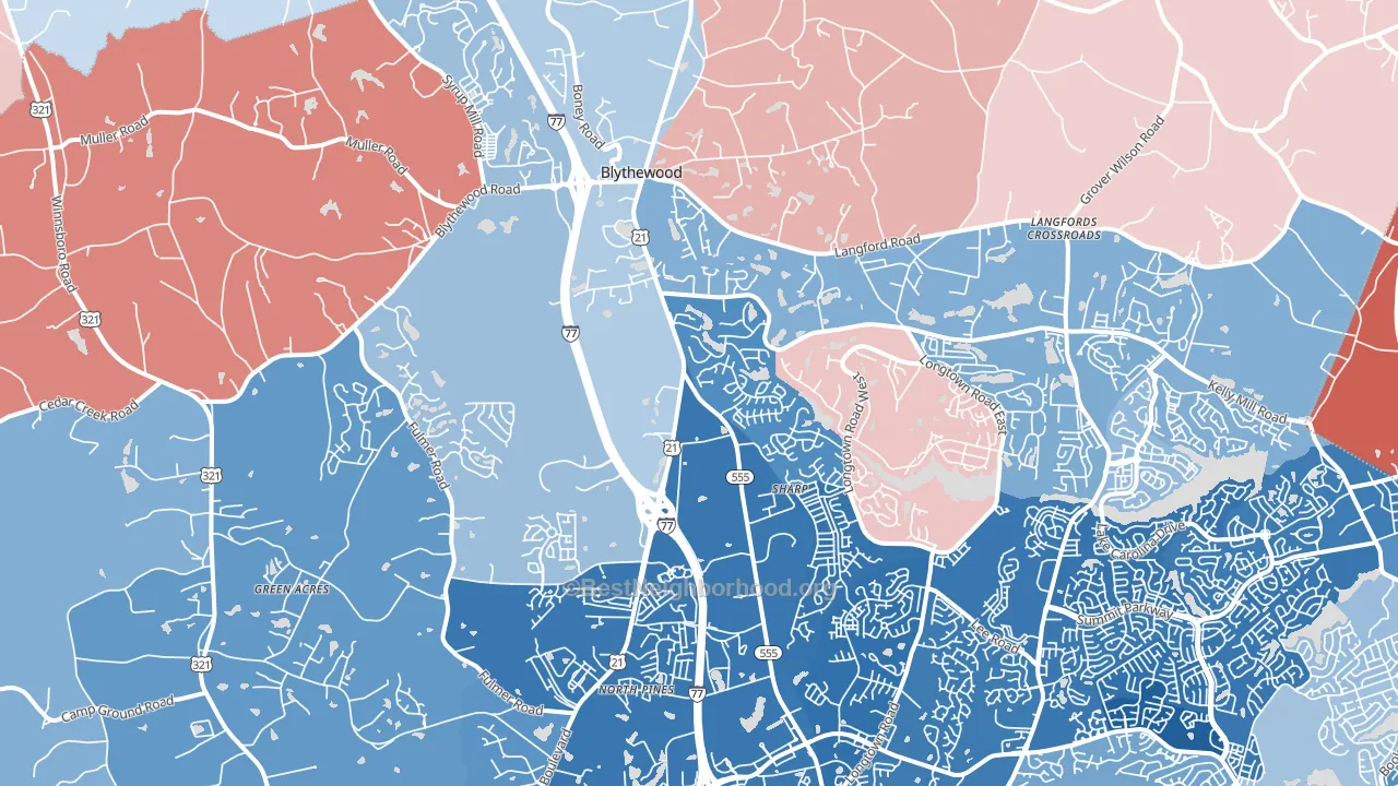 Blythewood, SC block-group political-lean map