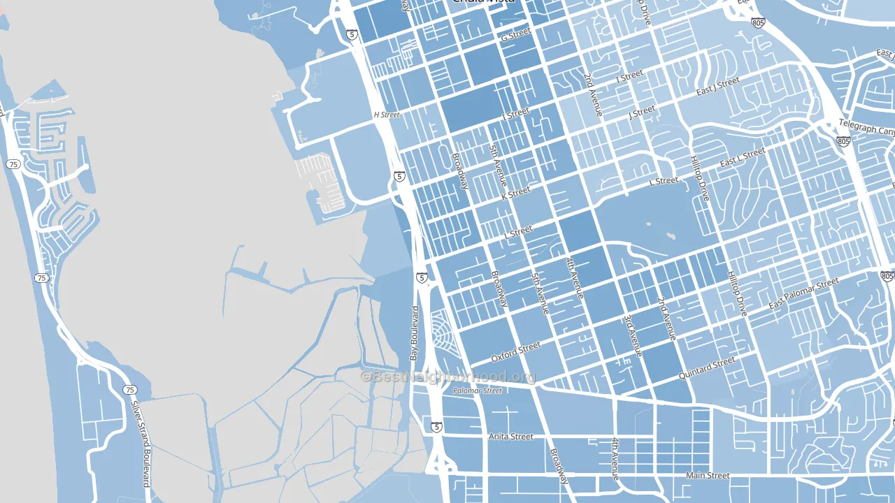 Boal, Chula Vista, CA block-group political-lean map