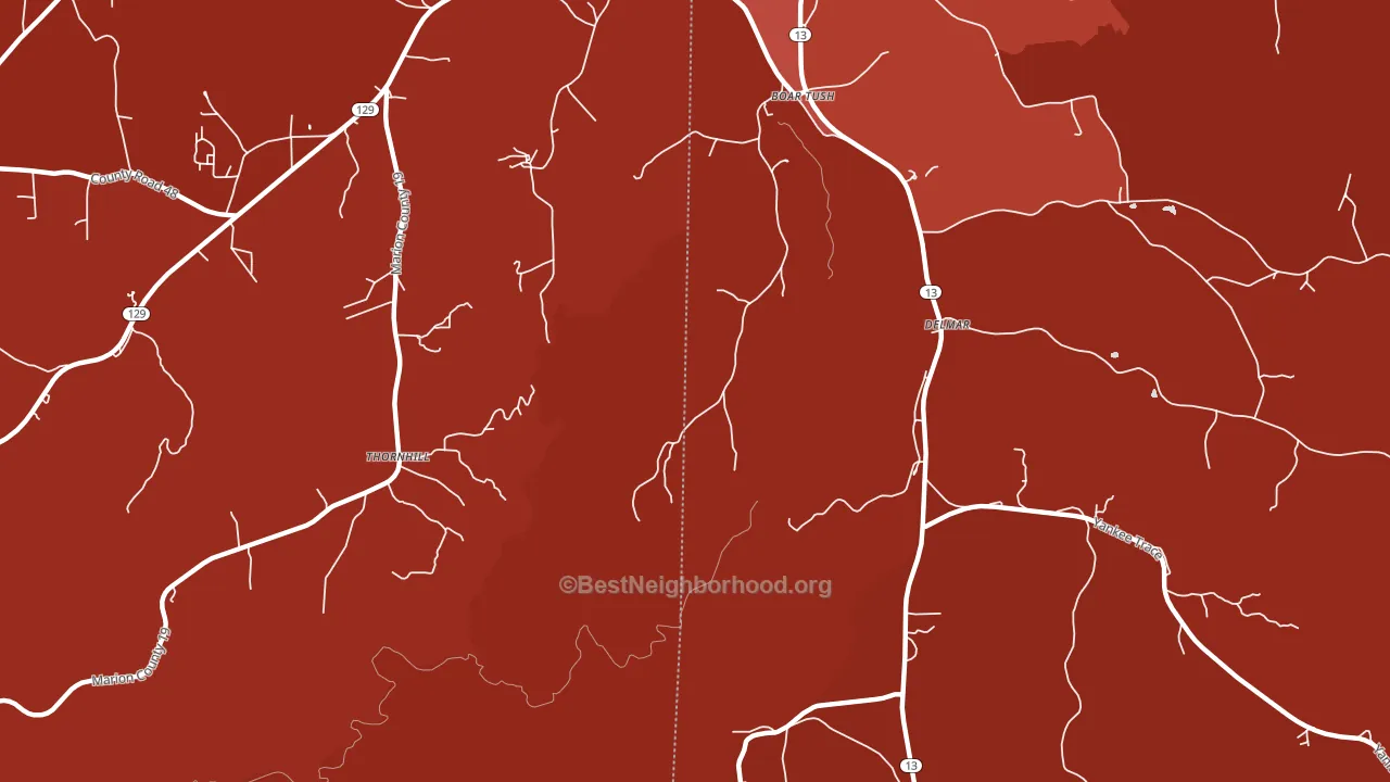 Boar Tush, AL block-group political-lean map