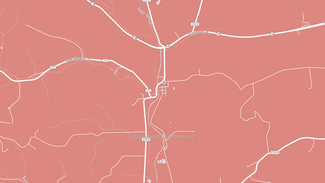 Boaz, WI block-group political-lean map