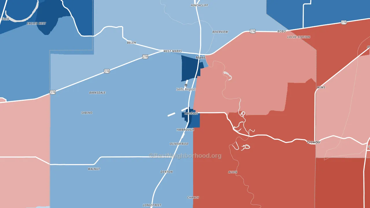 Bobo, MS block-group political-lean map