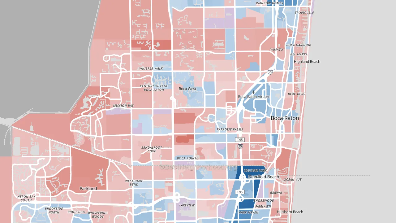 Boca Raton, FL block-group political-lean map