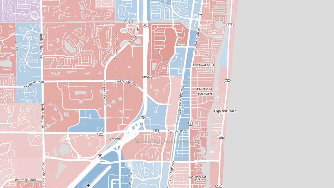 Boca Teeca, Boca Raton, FL block-group political-lean map