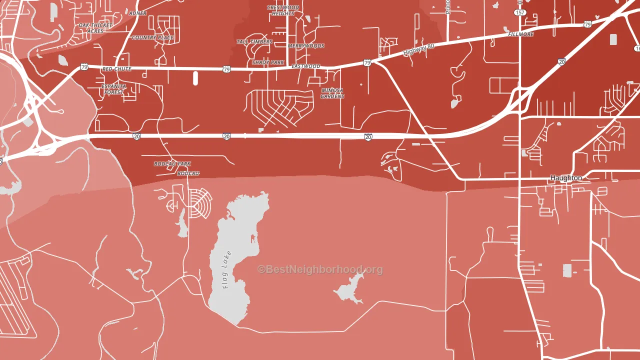 Bodcau, LA block-group political-lean map