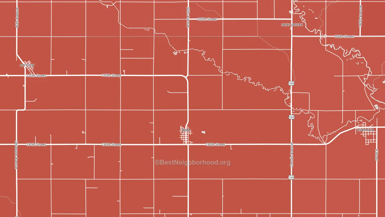Bode, IA block-group political-lean map