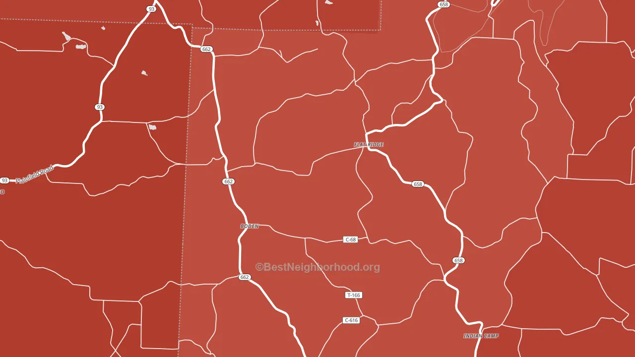 Boden, OH block-group political-lean map