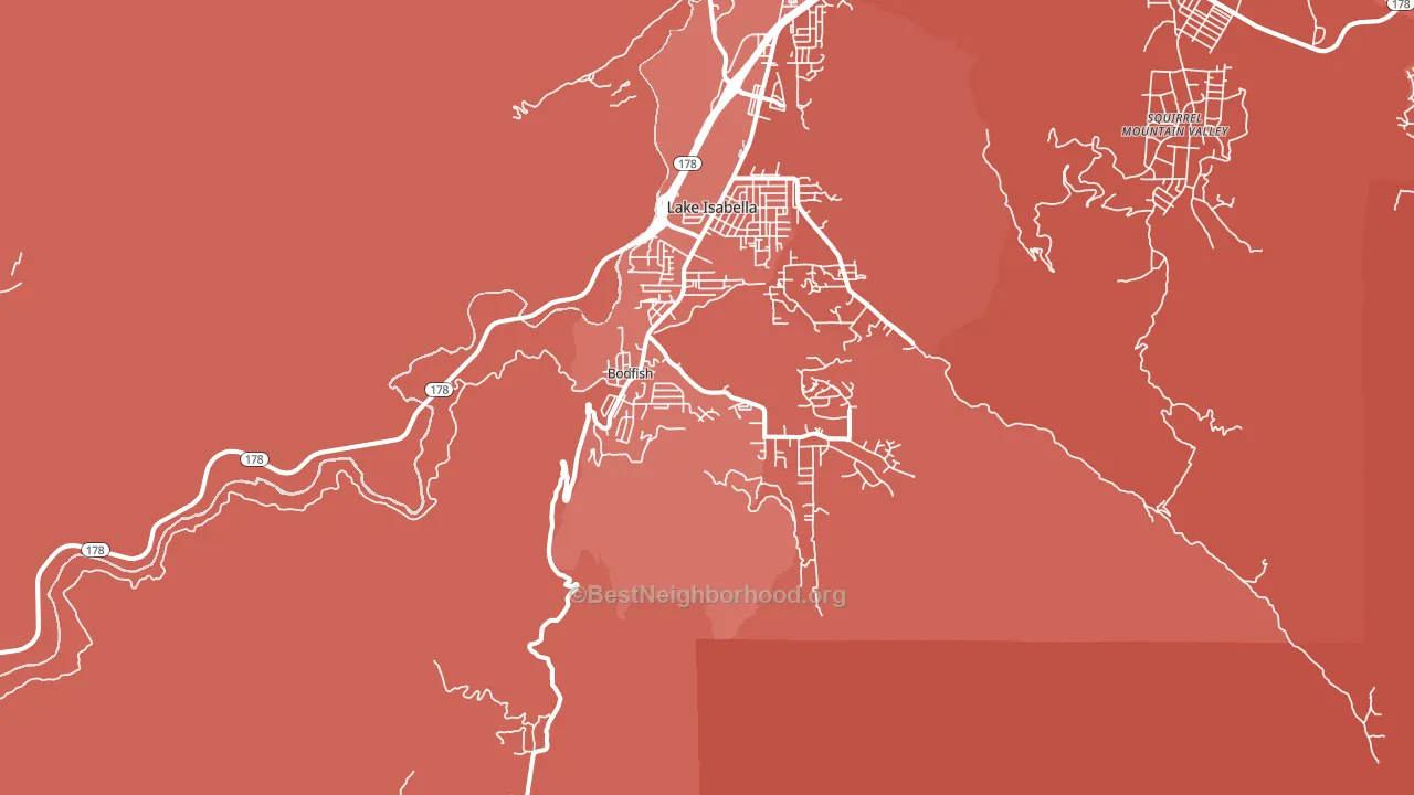 Bodfish, CA block-group political-lean map