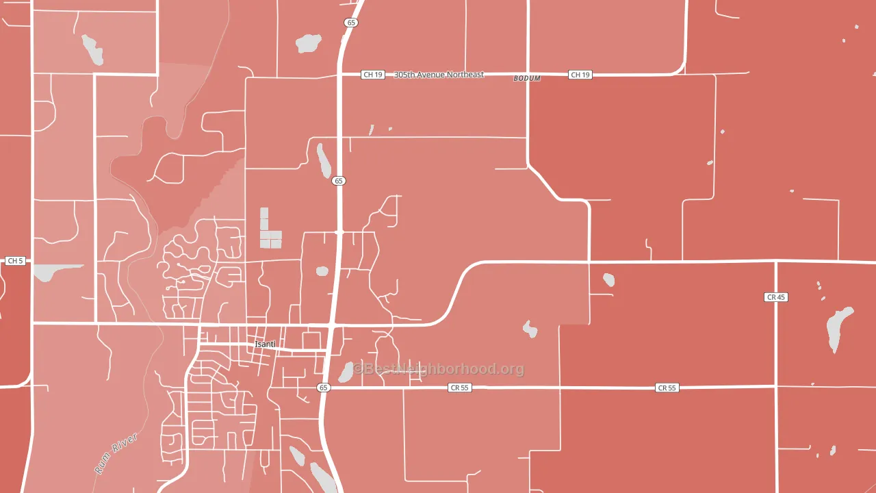 Bodum, MN block-group political-lean map