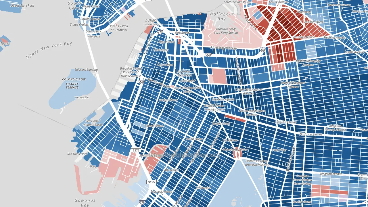 Boerum Hill, Brooklyn, NY block-group political-lean map