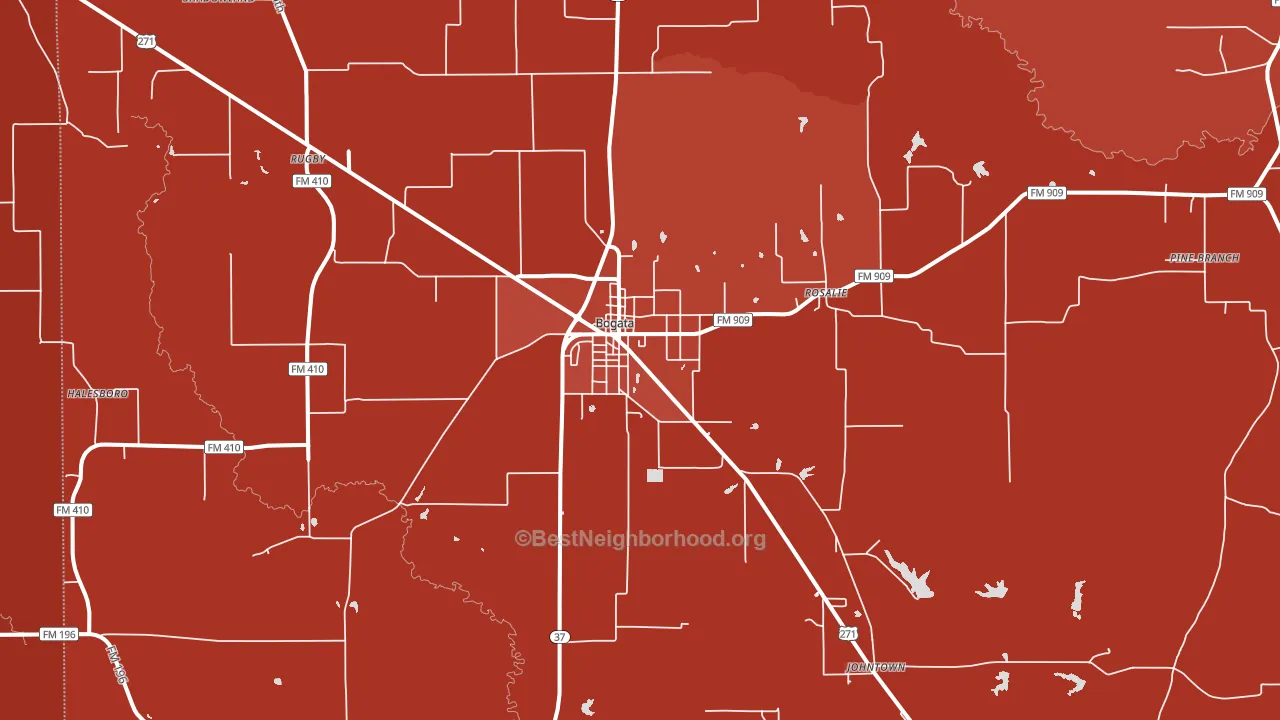 Bogata, TX block-group political-lean map