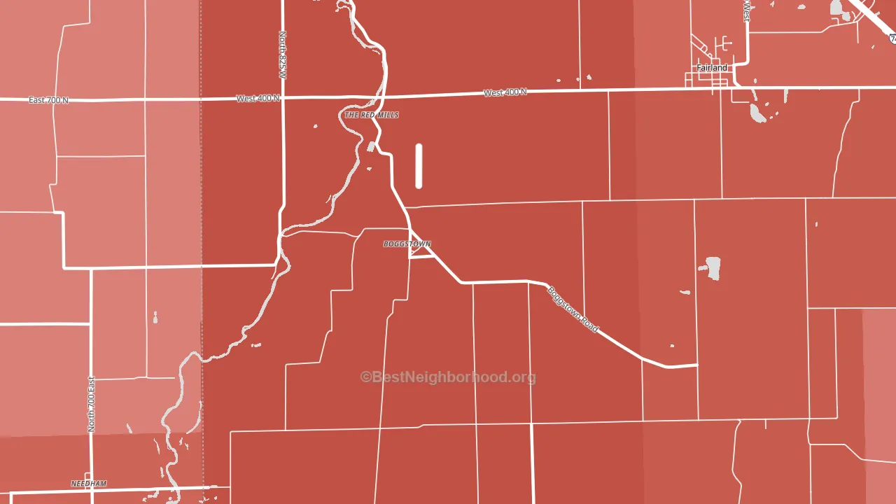 Boggstown, IN block-group political-lean map