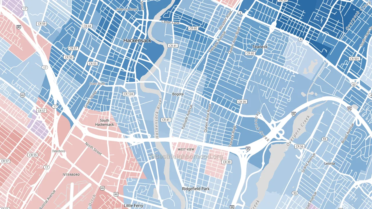 Bogota, NJ block-group political-lean map
