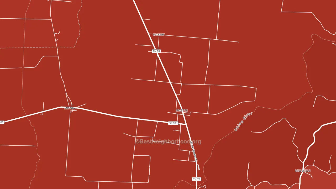 Bogota, TN block-group political-lean map