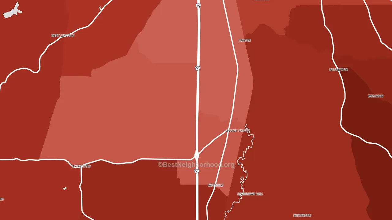 Bogue Chitto, MS block-group political-lean map