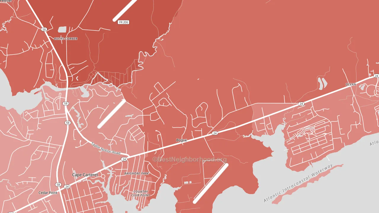 Bogue, NC block-group political-lean map