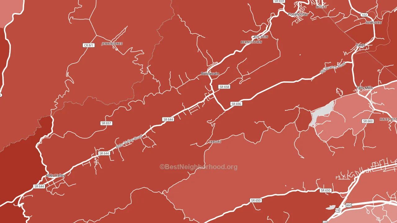 Boissevain, VA block-group political-lean map