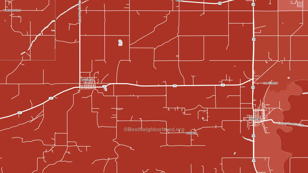 Bokoshe, OK block-group political-lean map