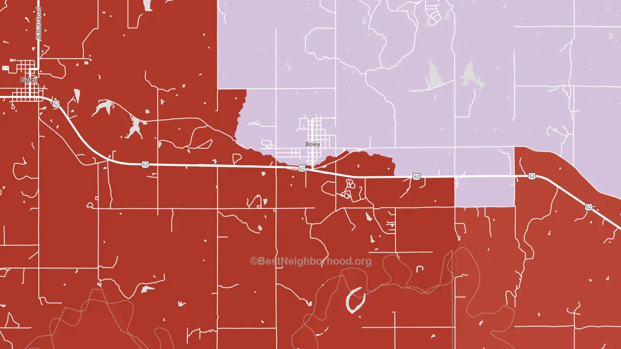 Boley, OK block-group political-lean map