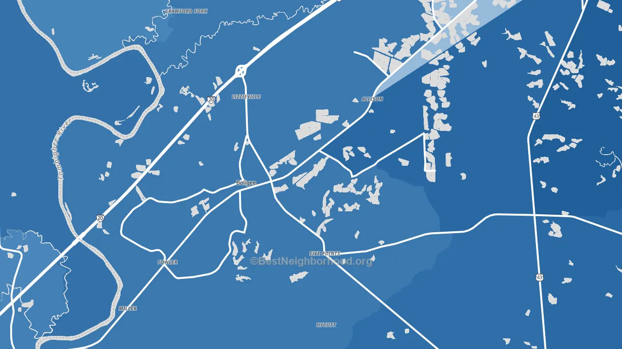 Boligee, AL block-group political-lean map