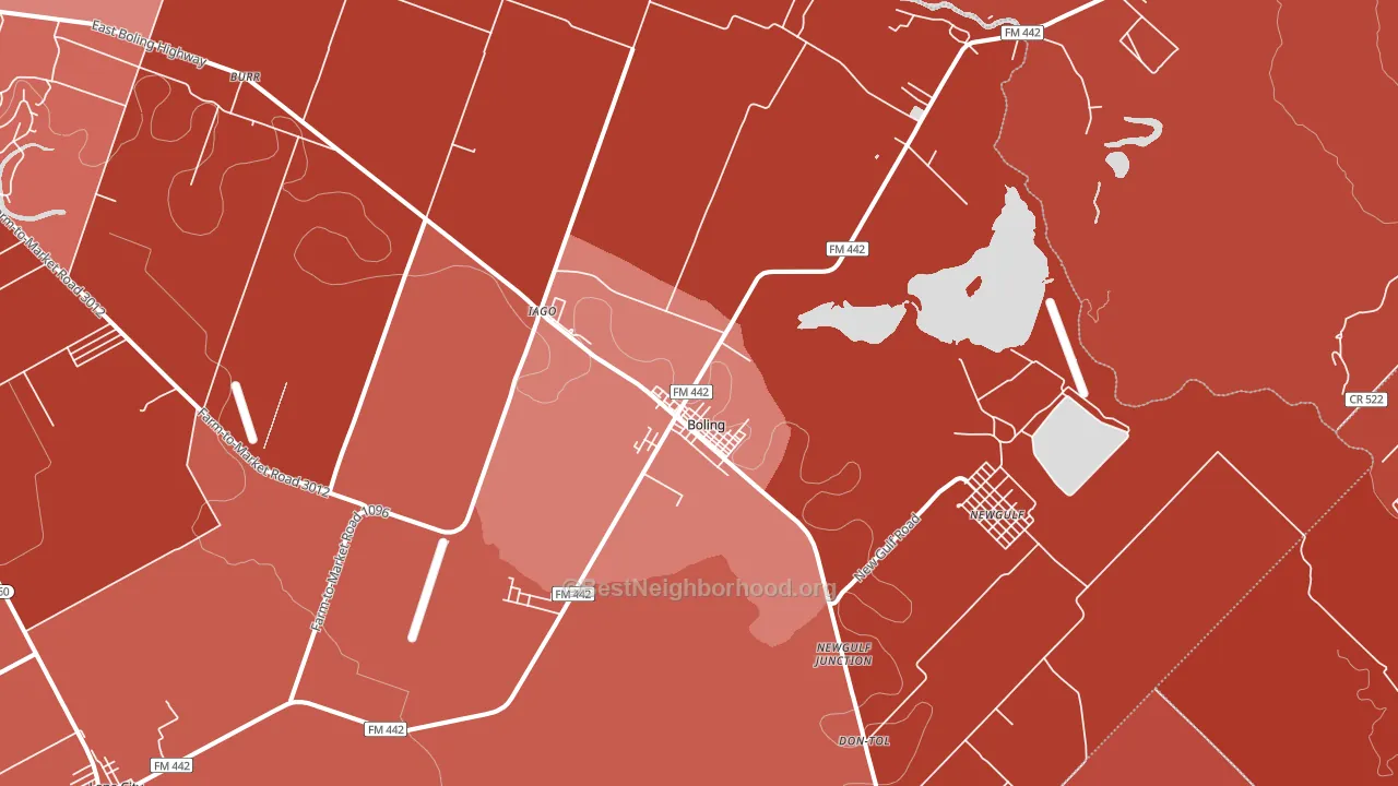 Boling, TX block-group political-lean map