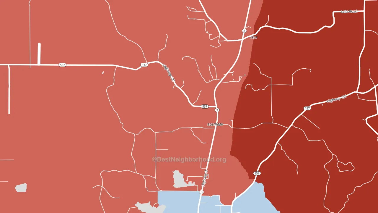 Bolinger, LA block-group political-lean map