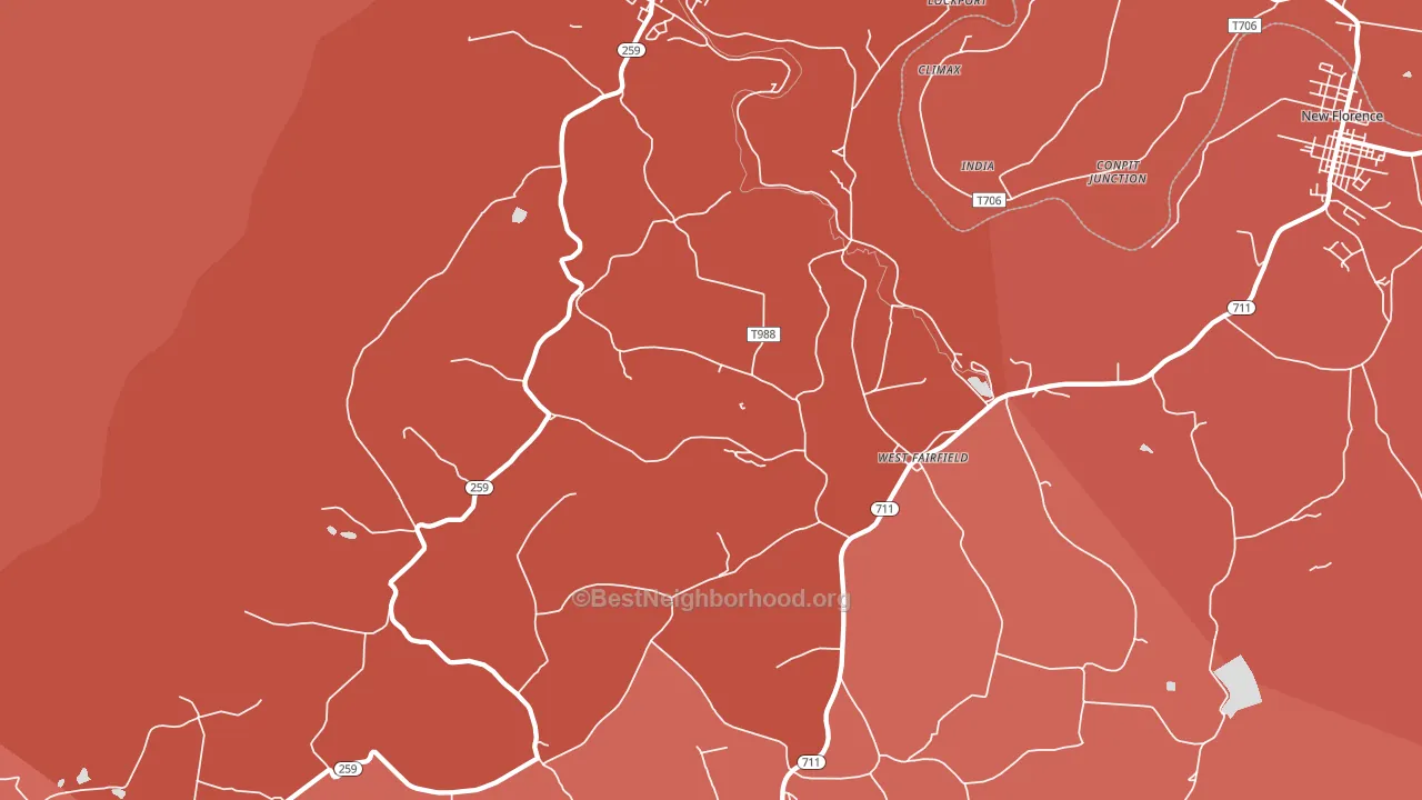 Bolivar, PA block-group political-lean map