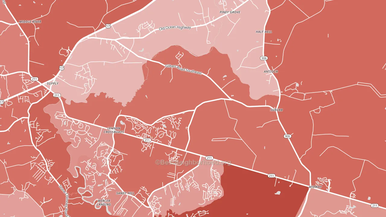 Bolivia, NC block-group political-lean map