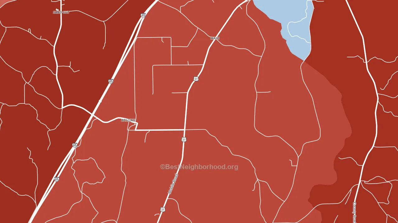 Bolling, AL block-group political-lean map