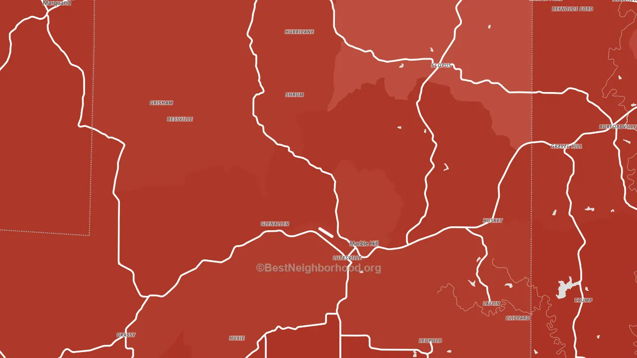 Bollinger County, MO block-group political-lean map
