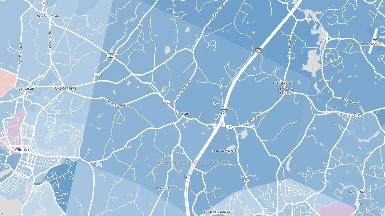 Bolton, MA block-group political-lean map