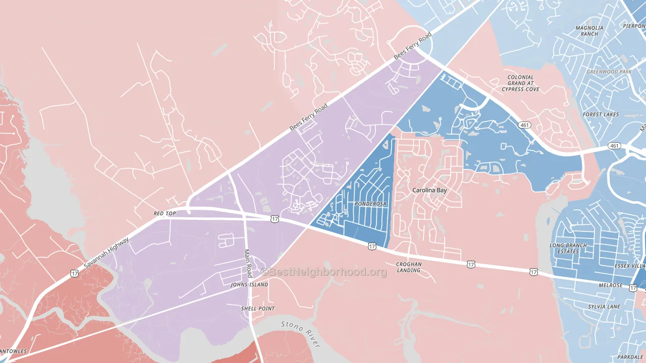 Boltons Landing, Charleston, SC block-group political-lean map